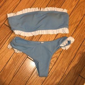 Zaful blue strapless bikini set